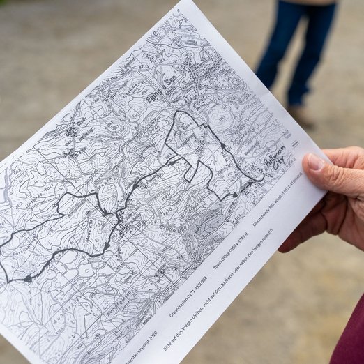 Karte mit eingezeichneten Weg des Ritts durch den bayerischen Wald rund um Eging am See